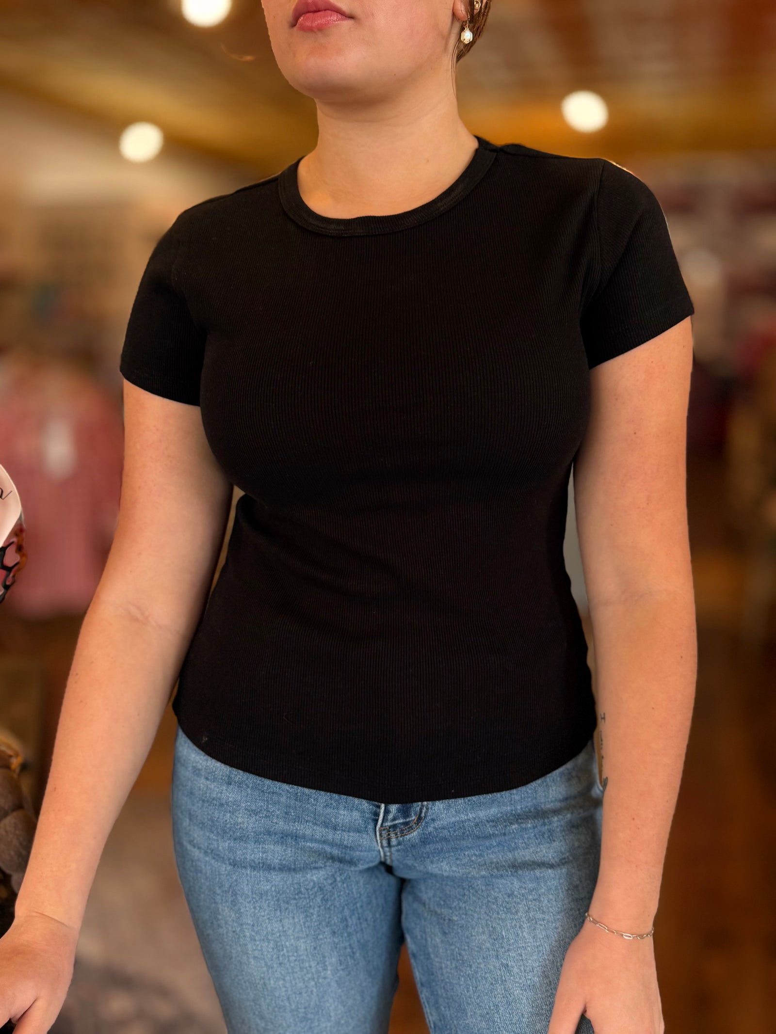 Hyfve Basic Ribbed Short Sleeve Top