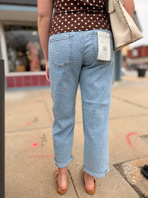 Risen Light Wash Slouchy Textured Barrel Jeans