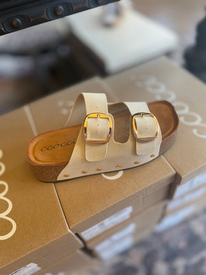 CCOCCI Bone Double Strap Platform Sandal w/ Stud Detail
