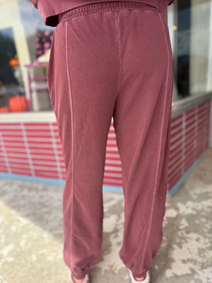 Blu Pepper Maroon Front Seam Cuffed Lounge Pants