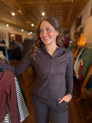 Mono B Coffee Bean Venice Zip Up Hooded Jacket