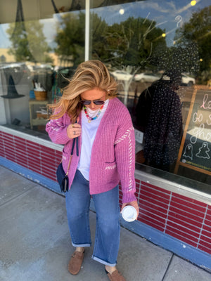 Staccato Pink Stitched Cardigan