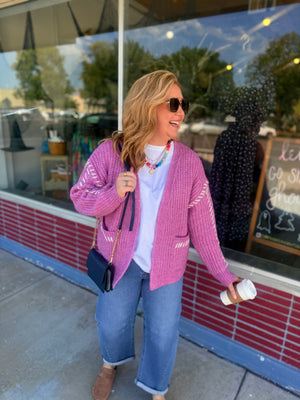 Staccato Pink Stitched Cardigan