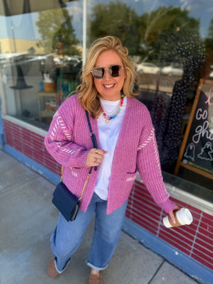 Staccato Pink Stitched Cardigan