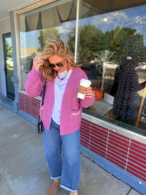 Staccato Pink Stitched Cardigan