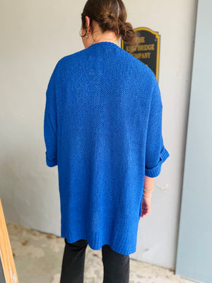She & Sky Royal Blue Knit Slouchy Cardigan