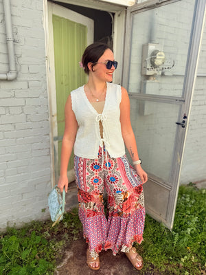 Pol Multi Pattern Woven Wide Leg Pants