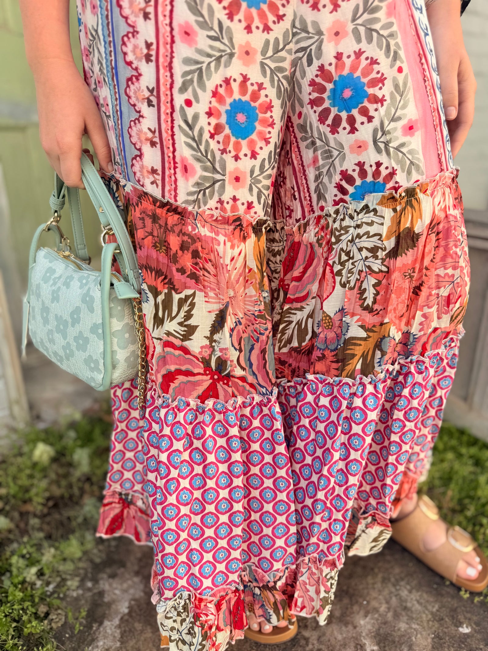 Pol Multi Pattern Woven Wide Leg Pants