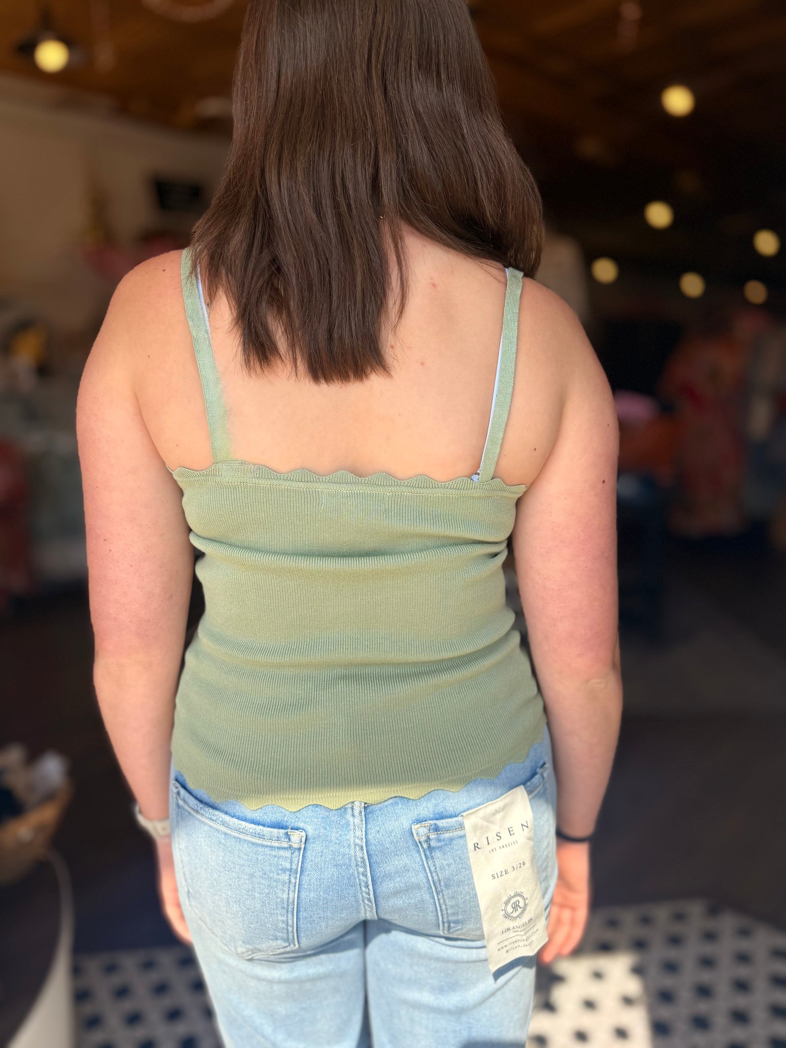 Blu Pepper Olive Scalloped Cami