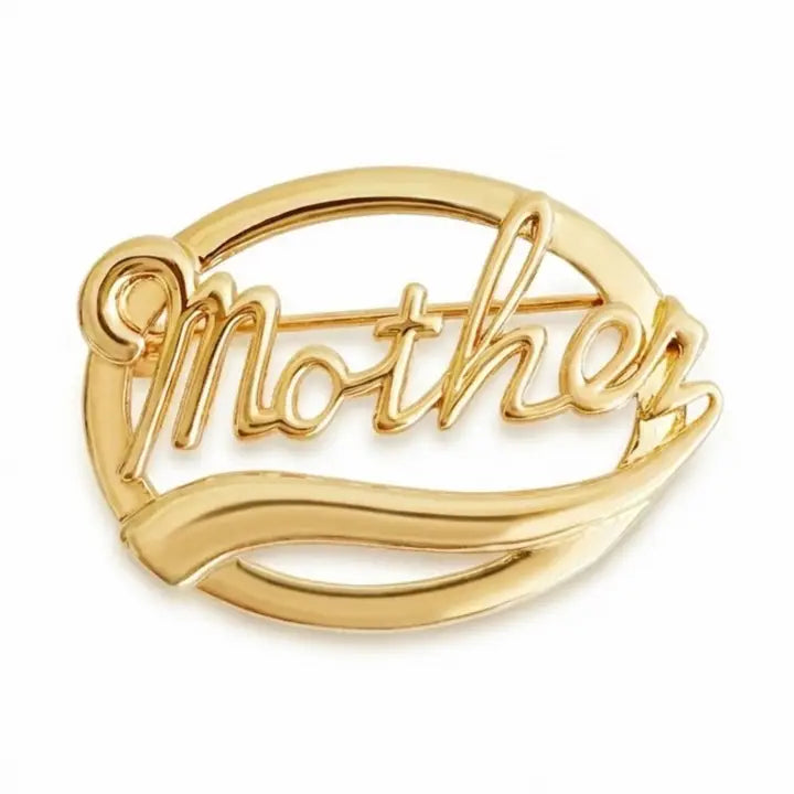 Gold Retro Mother Brooch