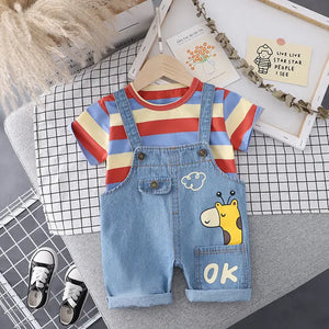 Baby Striped Denim Overall Set