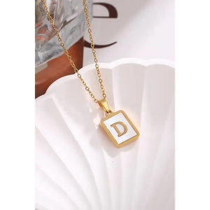 Mother of Pearl Square Initial Necklace