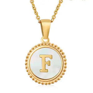 18k Gold Stainless Steel Shell Initial Necklace