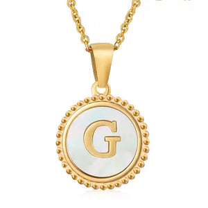 18k Gold Stainless Steel Shell Initial Necklace
