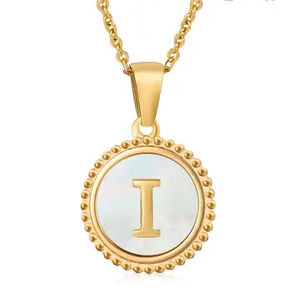18k Gold Stainless Steel Shell Initial Necklace