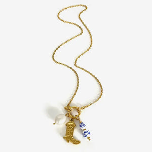 18K Stainless Steel 3 Charm Western Necklace