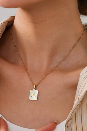 Mother of Pearl Square Initial Necklace