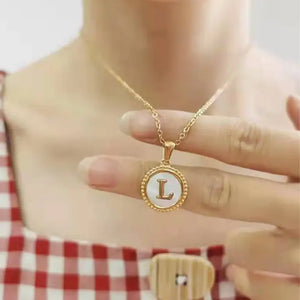 18k Gold Stainless Steel Shell Initial Necklace