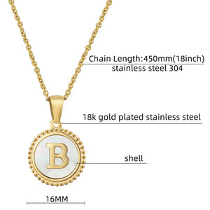 18k Gold Stainless Steel Shell Initial Necklace