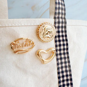 Gold Retro Mother Brooch