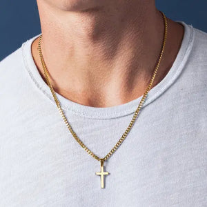 Cuban Chain Gold Cross Necklace